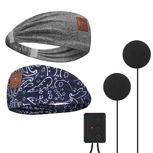 bulypazy 2pcs sleep headphones bluetooth headband, headband headphones, bluetooth headband for side sleepers, running, insomniac, nap, travel, meditation（one set of speakers） (blue&gray)