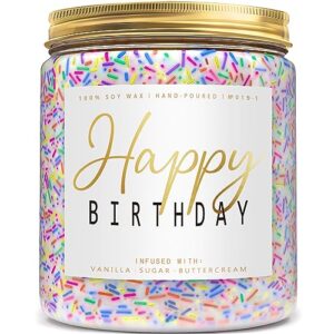 happy birthday candle - birthday sprinkle candle gift birthday gifts for women - 7oz vanilla cream scented candle happy birthday gifts for her, best gifts for girl, friends, men