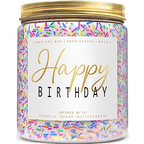 Happy Birthday Candle - Birthday Sprinkle Candle Gift Birthday Gifts for Women - 7oz Vanilla Cream Scented Candle Happy Birthday Gifts for Her, Best Gifts for Girl, Friends, Men