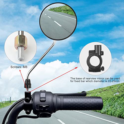 Bike Rear View Mirror Adjustable Wide Angle Metal Bicycle Mirrors for Handlebars HD Glass Shockproof Side Mirror Universal for Bicycle E-bike Scooter