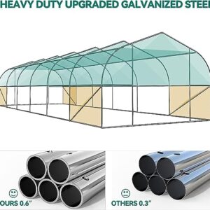 YITAHOME 30x10x6.5ft Greenhouse Large Heavy Duty Outdoor Greenhouses Walk in Tunnel Green House Gardening Upgraded Galvanized Steel Frame Ropes Zipper Doors 7 Crossbars Garden, Green