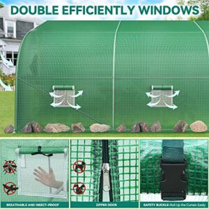 YITAHOME 30x10x6.5ft Greenhouse Large Heavy Duty Outdoor Greenhouses Walk in Tunnel Green House Gardening Upgraded Galvanized Steel Frame Ropes Zipper Doors 7 Crossbars Garden, Green