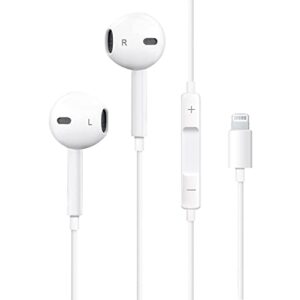 earbuds for iphone,wired headphones with lightning connector【mfi certified】 noise isolating earphones headsets for iphone 14/14 pro/13/12/11/xr/xs/8/7 (built-in microphone & volume control)