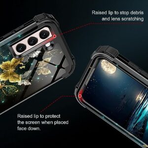 Miqala for Galaxy S21 FE 5G Case,Three Layer Heavy Duty Shockproof Hard Plastic Bumper +Soft Silicone Rubber Protective with 2 Screen Protector Cover for Samsung Galaxy S21 FE,Butterfly