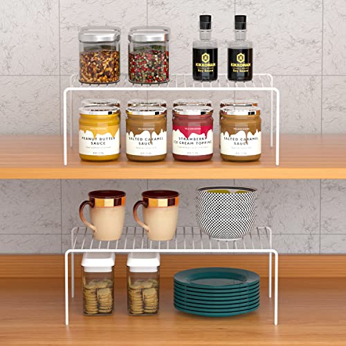 GEDLIRE Mini Kitchen Cabinet Shelf Organizers Set of 6, Small White Wire Storage Shelves Rack for Pantry, Metal Dish Plate Organizer Rack for Cabinet, Cupboard, Kitchen Organizers and Storage