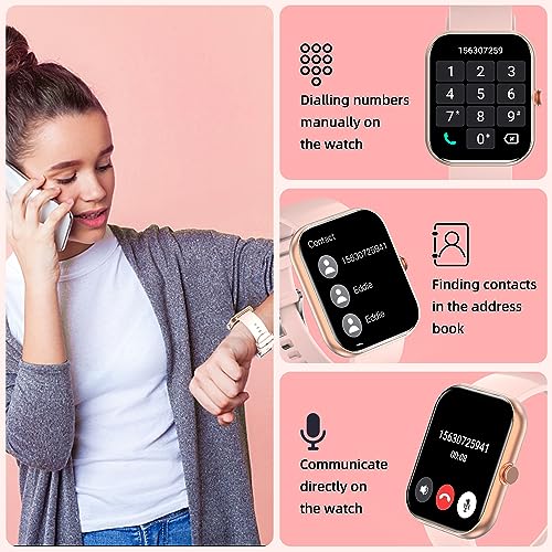 Smart Watches for Women Men with Call, Fitness Tracker 1.91" Touch Screen Fitness Watch with Heart Rate Sleep Monitor, Step Counter SmartWatch for 100 Sport Modes Activity Tracker IP68 Waterproof Pink