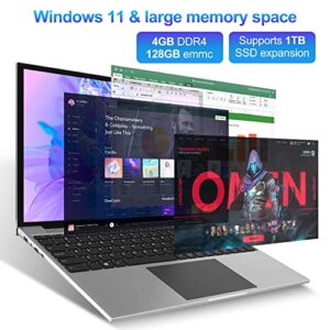 jumper Laptop, 16 Inch FHD IPS Display (16:10), Intel Celeron Quad Core CPU, 4GB DDR4 128GB Storage, Windows 11 Laptops Computer with Office 365 1-Year Subscription, Numeric Keypad, 4 Stereo Speakers.