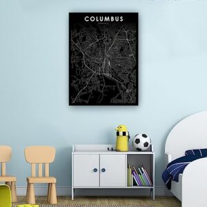 Decoohv Columbus Ga Map Wall Art Georgia USA Map Poster City Street Road Map Wall Decoration Living Room Artwork for Kitchen Canvas Bathroom (24x36inch(60x90cm),Unframed)