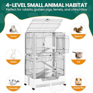 Yaheetech Rolling Small Animal Cage 4 Level Pet Cage with Open Top & Pull-Out Tray for Rabbits, Guinea Pigs, Ferrets and Chinchillas