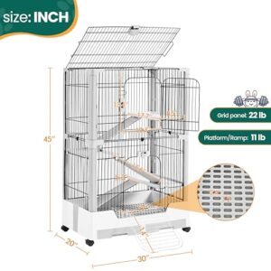 Yaheetech Rolling Small Animal Cage 4 Level Pet Cage with Open Top & Pull-Out Tray for Rabbits, Guinea Pigs, Ferrets and Chinchillas