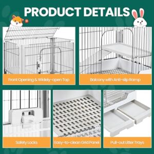 Yaheetech Rolling Small Animal Cage 4 Level Pet Cage with Open Top & Pull-Out Tray for Rabbits, Guinea Pigs, Ferrets and Chinchillas