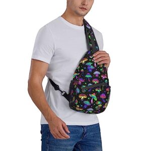 RIMENCH Unisex goth gothic magic hippie trippy mushroom Sling Bag Casual Chest Crossbody Anti-Theft Sling Bags Shoulder Backpack Waterproof Chest Bag With Adjustable Strap