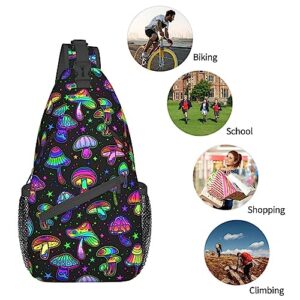 RIMENCH Unisex goth gothic magic hippie trippy mushroom Sling Bag Casual Chest Crossbody Anti-Theft Sling Bags Shoulder Backpack Waterproof Chest Bag With Adjustable Strap