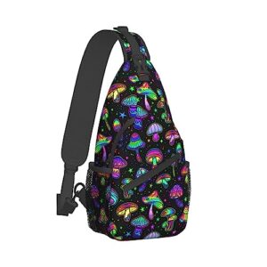 RIMENCH Unisex goth gothic magic hippie trippy mushroom Sling Bag Casual Chest Crossbody Anti-Theft Sling Bags Shoulder Backpack Waterproof Chest Bag With Adjustable Strap