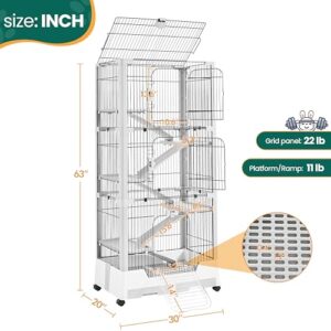 Yaheetech Rolling Small Animal Cage 6 Level Rabbit Cage with Open Top & Pull-Out Tray for Bunnies, Guinea Pigs, Ferrets and Chinchillas