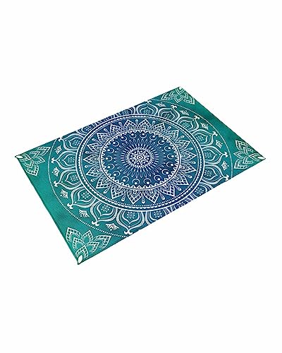 Outdoor Rugs, Waterproof Indoor Carpet, Blue and Green Medallion Custom 4'x6' Outside Area Rug for Patios RV Camping Beach Floor Mat for Balcony Bed Room Living Room Dining Room Mat