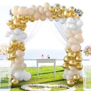 NEBURORA White Sand Gold Balloons Garland Arch Kit 60pcs 12inch Sand White and Metallic Gold Balloon Kit for Birthday Anniversary Celebrations and Boho Wedding Party