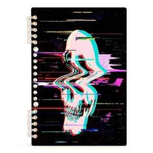 kjizmo cool digital skull detachable spiral notebook with durable hardcover 60 sheets binding note book for office writing diary