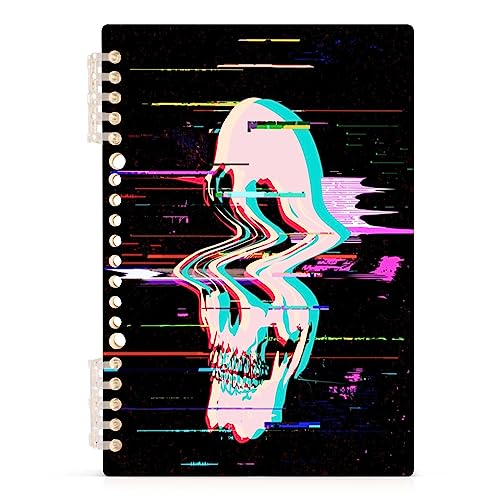 KJIZMO Cool Digital Skull Detachable Spiral Notebook with Durable Hardcover 60 Sheets Binding Note Book for Office Writing Diary