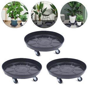 LYNICESHOP Plant Caddy with Wheels, 3Pack Plastic Plant Pallet Caddy Stand Planter Mover Flower Pot Dolly Caster Heavy Duty Plant Stand with Universal Wheels Round Pot Trolley for Indoor Outdoor