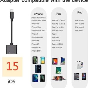 [Apple MFi Certified] 2 Pack Headphone Adapter for iPhone, 2 in 1 Lightning to 3.5mm AUX Audio + Charger Splitter Compatible with iPhone 14/13/12/11/XS/XR/iPad, Support Call+Music Control