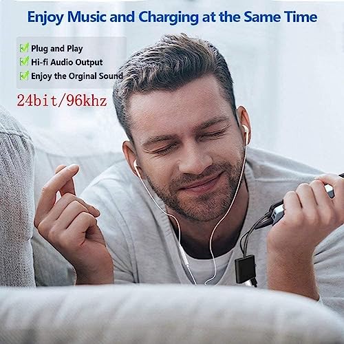 [Apple MFi Certified] 2 Pack Headphone Adapter for iPhone, 2 in 1 Lightning to 3.5mm AUX Audio + Charger Splitter Compatible with iPhone 14/13/12/11/XS/XR/iPad, Support Call+Music Control