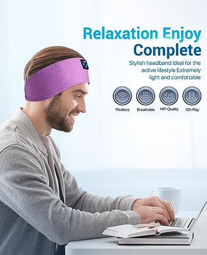 Voerou Sleep Headphones, Adjustable Bluetooth Headband Wireless Earbuds Washable Sleeping Music Headphones, Technology Gadgets for Side Sleepers, Workout, Jogging, Yoga, Insomnia, Travel, Meditation