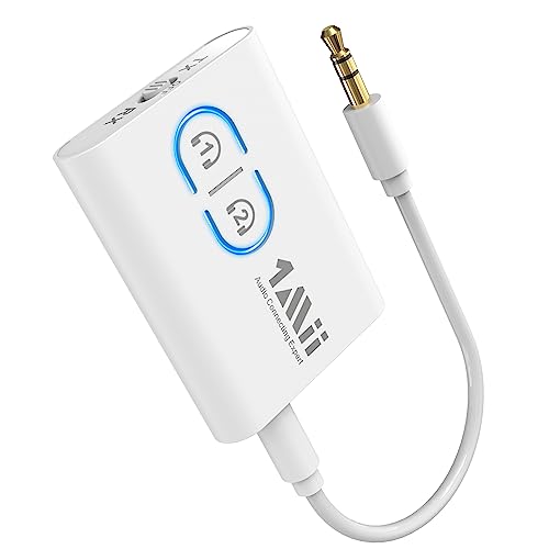 1Mii Bluetooth 5.3 Transmitter Receiver for TV to Wireless Headphones, Dual Link AptX Adaptive/Low Latency/HD Audio, Aux Bluetooth Audio Receiver Adapter for Home Stereo, Airplane, Boat, Gym