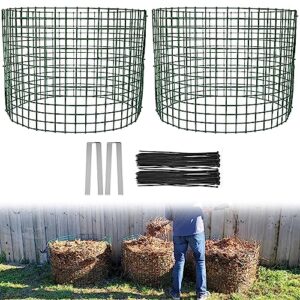 outdoor compost bin, 2pcs large expandable garden wire compost tumbler bin for composting yard waste, kitchen scraps, grass clippings(24in)