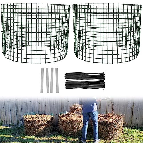 Outdoor Compost Bin, 2Pcs Large Expandable Garden Wire Compost Tumbler Bin for Composting Yard Waste, Kitchen Scraps, Grass Clippings(24in)