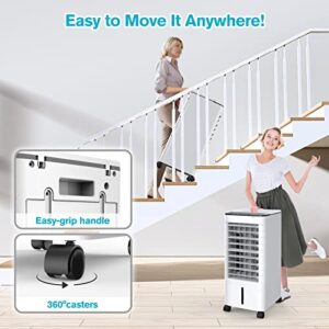 Portable Air Conditioners, 3-IN-1 Evaporative Air Cooler with Remote, 3 Modes 3 Speeds &12H Timer, 1.16Gal Portable AC, 5 Ice Packs & 4 Wheels, 45° Oscillation, Quiet Swamp Cooler for Room Home Office