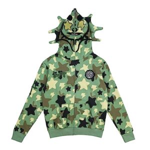 naranjaburbuja full zip up hoodies for women men y2k long sleeve oversized zipper sweatshirt jacket vintage goth over face hoodie harajuku streetwear (a-green multi angle, s)