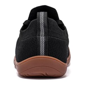 HOBIBEAR Wide Minimalist Barefoot Shoes Mens Womens Walking Sneakers Shoes | Zero Drop Sole | Optimal Relaxation (Black/Gum,Women 11.5 Wide/Men 10 Wide)