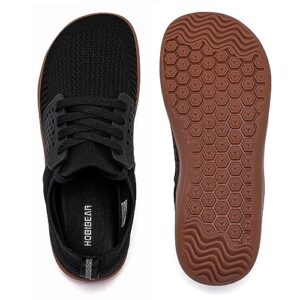 HOBIBEAR Wide Minimalist Barefoot Shoes Mens Womens Walking Sneakers Shoes | Zero Drop Sole | Optimal Relaxation (Black/Gum,Women 11.5 Wide/Men 10 Wide)