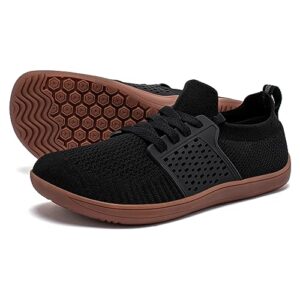 HOBIBEAR Wide Minimalist Barefoot Shoes Mens Womens Walking Sneakers Shoes | Zero Drop Sole | Optimal Relaxation (Black/Gum,Women 11.5 Wide/Men 10 Wide)