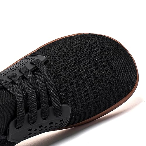 HOBIBEAR Wide Minimalist Barefoot Shoes Mens Womens Walking Sneakers Shoes | Zero Drop Sole | Optimal Relaxation (Black/Gum,Women 11.5 Wide/Men 10 Wide)