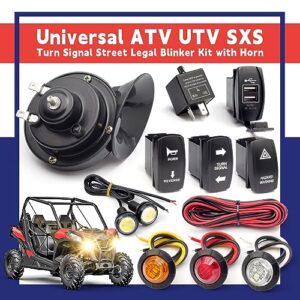 Universal ATV UTV SXS Turn Signal Street Legal Blinker Kit with 110DB Horn Reverse Hazard Light Rocker Switch USB Flasher Relay Compatible with Polaris RZR Ranger Xp Turbo Can-Am Kawasaki Golf Cart