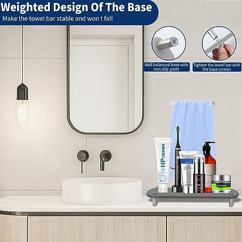 Bathroom Trays， Instant Dry Kitchen Sink Organizer Sponge Holder for Kitchen Sink Diatomaceous Pedestal Stand Riser with Stainless Steel Feet Protection for Modern Home Under-Sink Organizers (grey)