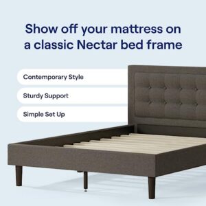 Nectar Bed Frame & Headboard - Gray - Cal King - 8 Inch Legs and Sturdy Wooden Slats for Support - Contemporary and Durable Upholstery - Holds Up to 700 Pounds - Easy Assembly