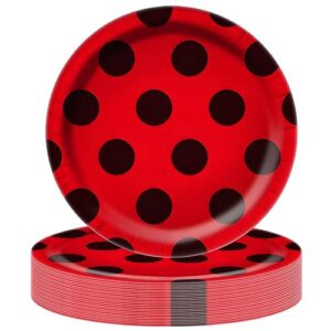 menipros 30pcs ladybug party plates,ladybug birthday party supplies,suitable for girl's birthday party decoration