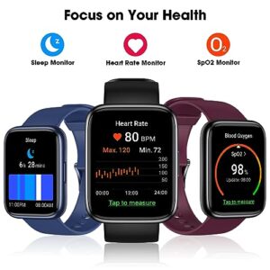 LIVIKEY Smart Watch, Fitness Tracker Watch with Heart Rate Monitor, SpO2, Sleep Tracker, 45mm Fitness Watch IP68 Waterproof Smartwatch for Women Men Step Counter Pedometer for iOS and Android Phones