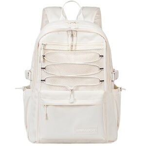verdancy kawaii backpack for teens school college students travel checkered aesthetic bookbag schoolbag casual daypack (white, large-fit 15.6" laptop)
