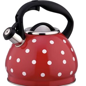 Tea kettle, Red Whistling Tea Kettle for Stove Top, Stainless Steel Cute Teapot with Handle, Induction Cooker Household Kitchen (Color : Red, Size : 3L)