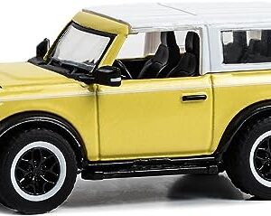 2023 Bronco Heritage Edition Yellowstone Metallic with Oxford White Top Showroom Floor Series 3 1/64 Diecast Model Car by Greenlight 68030D