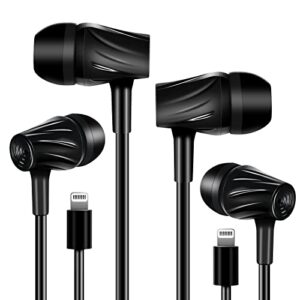 2 pack-apple headphones wired earbuds with lightning connector earphones built-in microphone & volume control. compatible with all iphone 13/12/11 pro max/xs max/xr/x/7/8 plus-black