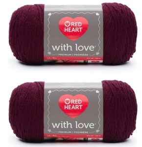red heart with love merlot yarn - 2 pack of 198g/7oz - acrylic - 4 medium (worsted) - 370 yards - knitting/crochet