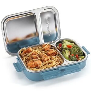 Signoraware Stainless Steel Bento Box Adult Lunch Box For Men, Women, Kids Bento Lunch Box Leak Proof Between 2 Compartments Meal Prep Containers Lunch Containers For Adults And Kids School Aqua Blue