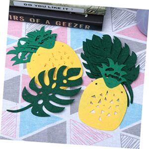 IMIKEYA 2 Sets Strings Latte Art Jungle Decor Christmas Ornament Green Wreath Welcome to The Jungle Sign Pineapple Bunting Garland Hawaiian Party Garden Flag Felt Cloth Pineapple Decor