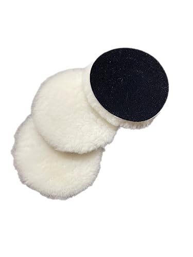 Lambs Wool Polishing Pads Sheepskin Buffing Pads with Hook and Loop (10 Pack, 3 Inch)