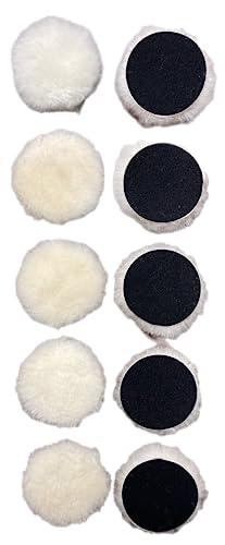 Lambs Wool Polishing Pads Sheepskin Buffing Pads with Hook and Loop (10 Pack, 3 Inch)